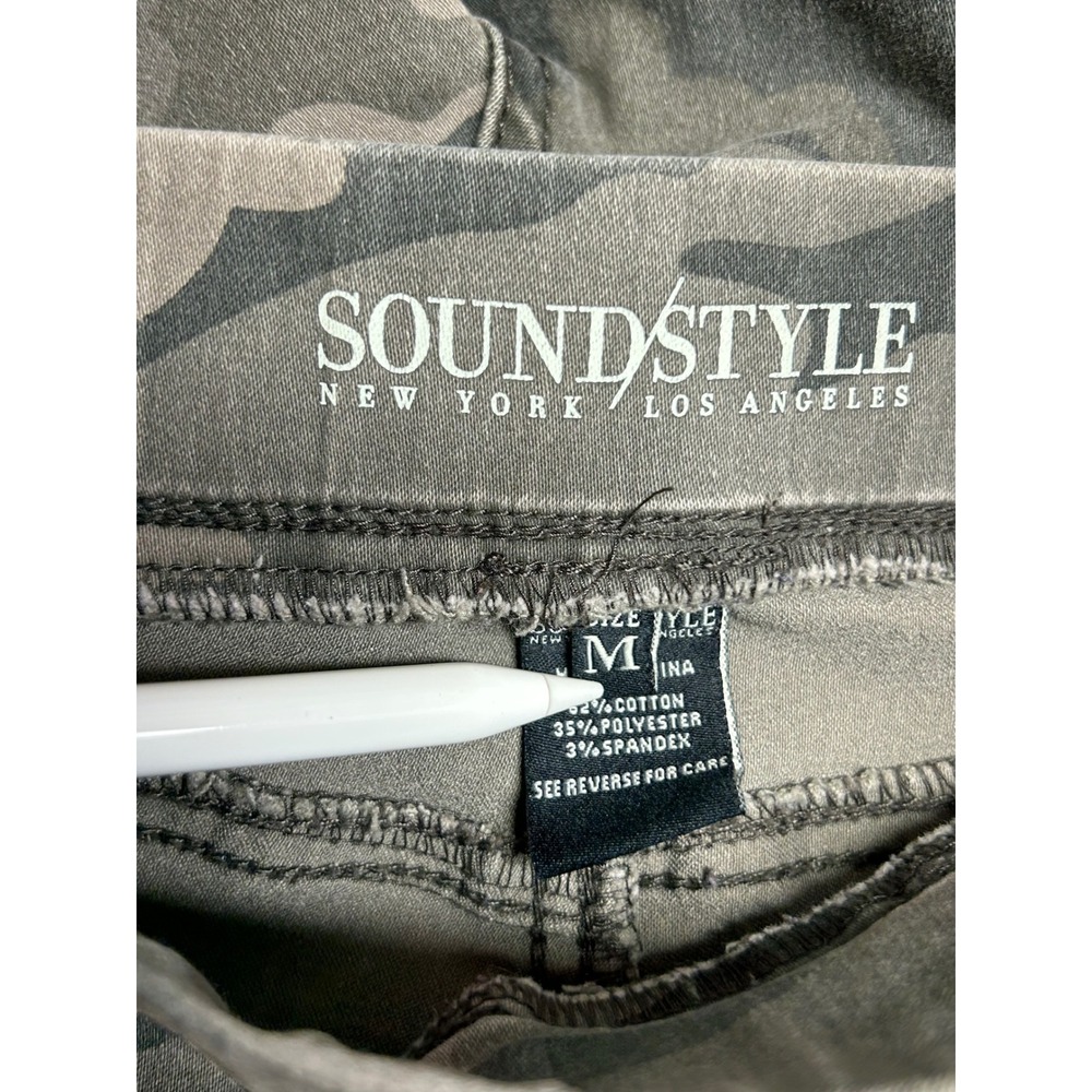 Sound Style Camo Ankle Pants Medium Green Platinum Stretch Pull On Slimming - Picture 8 of 8